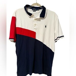 Ralph Lauren Men's Polo Shirt - Cream, Red, Navy EUC large